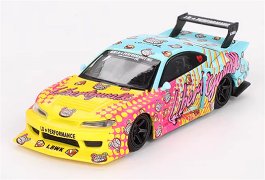 MINIGT Nissan LB-Super Silhouette S15 SILVIA LBWK KUMA colorful 1:64 Car Pre-built Model view1