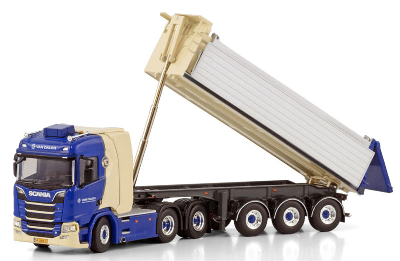 WSI SCANIA R NORMAL CR20N 6X4 TIPPER TRAILER - 3 AXLE Van Dalen Sloop en Asbest BV 1:50 Truck Pre-built Model