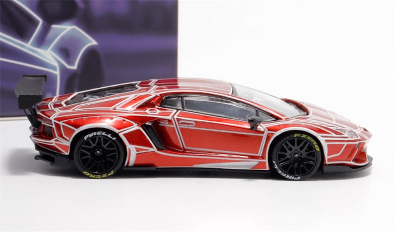 KING MODEL Lamborghini LP700 AVENTADOR Burst Pattern Luminous Edition Electroplated Red 1:64 Car Pre-built Model view4