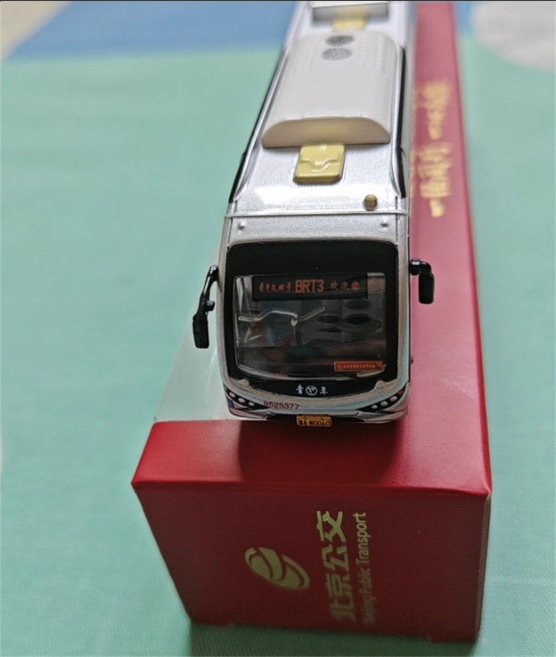 Beijing Public Transport BJD-WG180N Beijing Bus BTR3 Youth Civilization articulated trolley bus Beijing Bus Packaging Blue - Silver 1:110 Bus Pre-built Model view4