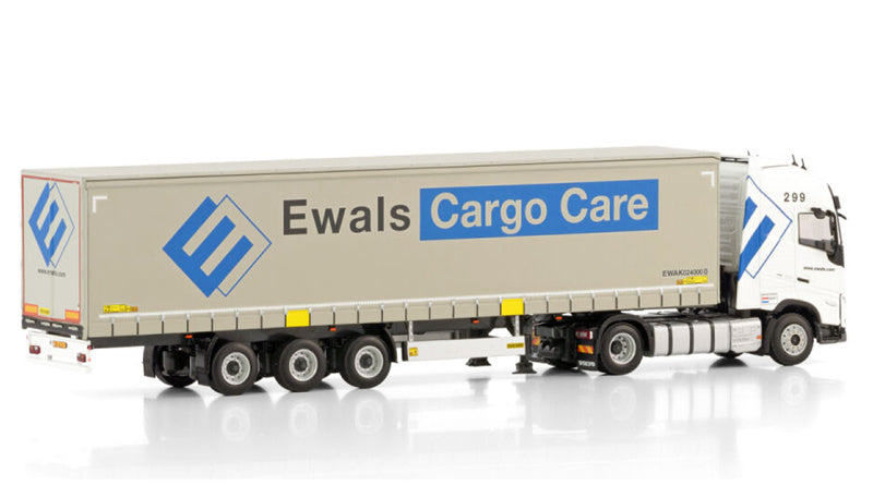 WSI VOLVO FH5 GLOBETROTTER XL 4X2 CURTAINSIDE TRAILER - 3 AXLE Ewals Cargo Care 1:50 Truck Pre-built Model