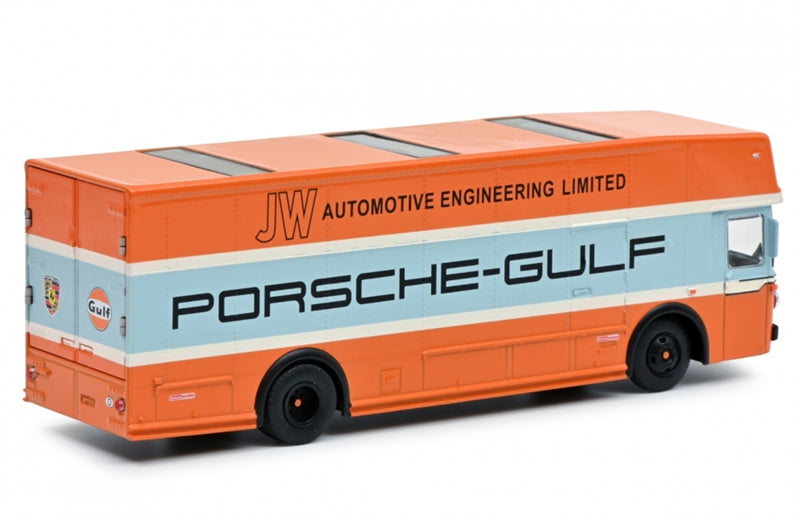 Schuco Mercedes Benz O317 Race Car Transporter Porsche Gulf Orange 1968 1:64 Car Pre-built Model