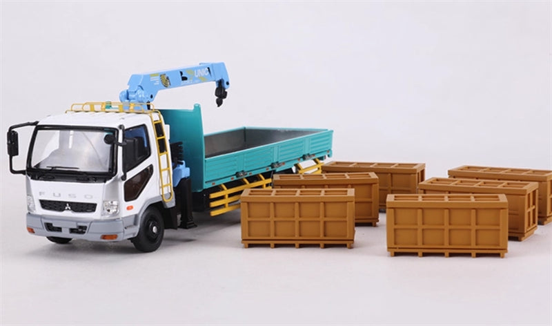 GCD Mitsubishi Fuso Boom Crane Truck white green with 6 wooden crates Limited Edition 888PCS ONLY RHD 1:64 Truck Pre-built Model view3
