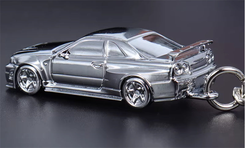 1:87 Nissan GTR34  silver plating  SEEKER  DIECAST Keychain Model