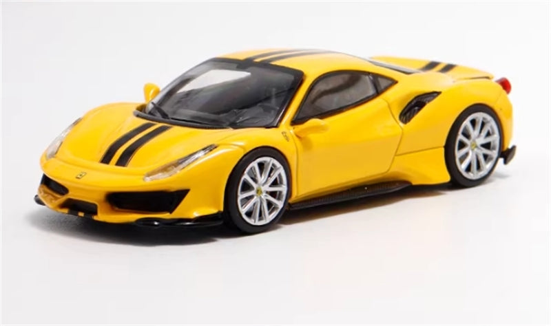 Ichiban Model Ferrari 488 Novitec Pista Yellow Super Racing Limited Edition 399pcs ONLY 1:64 Car Pre-built Model