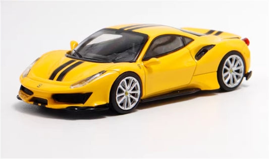 Ichiban Model Ferrari 488 Novitec Pista Yellow Super Racing Limited Edition 399pcs ONLY 1:64 Car Pre-built Model