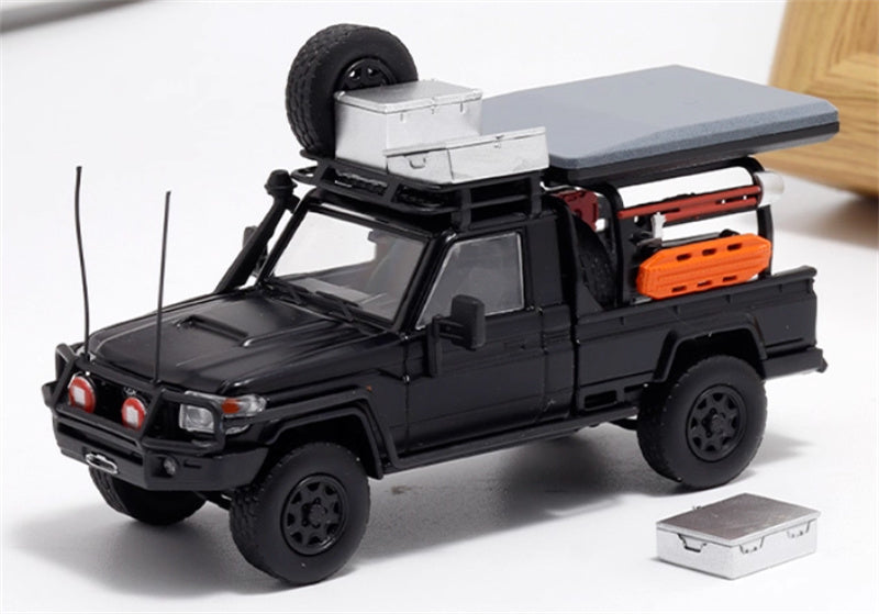 Autobots Models Toyota Land Cruiser LC79 Pickup Camping Vehicle Black single layout 1:64 Truck Pre-built Model view1
