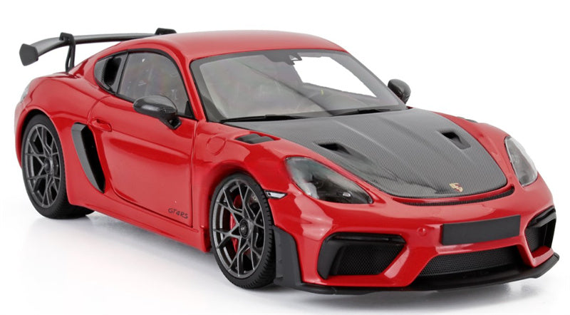 1:18 PORSCHE Cayman GT4 RS 2024 Red Carbon Cover  MINICHAMPS Hard Top Tail Wing Edition DIECAST Car Model