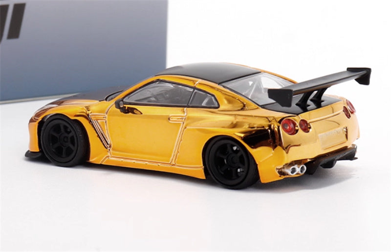 Fuji Nissan GT-R R35 Pandem Rocket Bunny Widebody Modification Car Electroplated gold black Limited Edition 599PCS ONLY 1:64 Car Pre-built Model view2