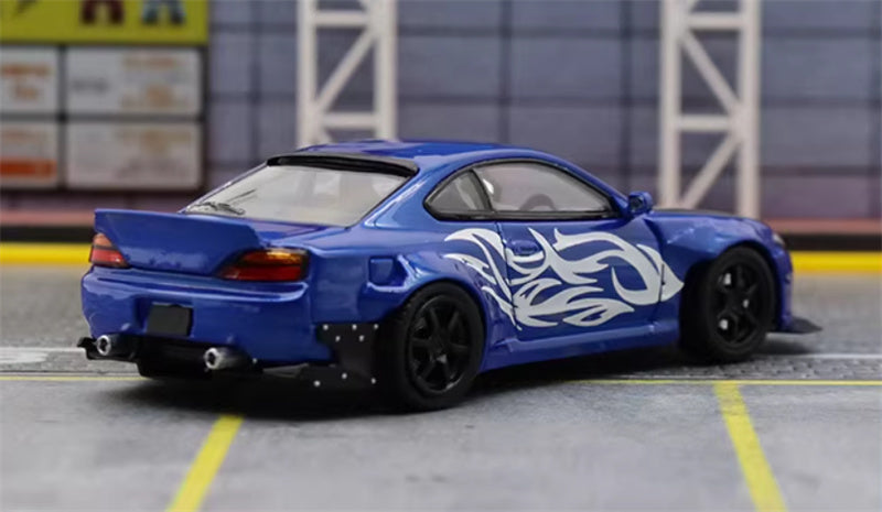 SW Nissan Slivia S15 Rocket Bunny Blue Wave Limited Edition 299PCS ONLY 1:64 car Pre-built Model view5