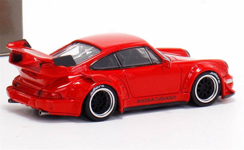 Star Model Porsche RWB 964 GT Tail Wing Edition Limited Edition Red - Black Line w/ Figure 1:64 Car Pre-built Model view5