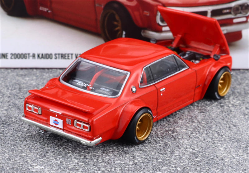 KaidoHouse x MiniGT Nissan Skyline 2000GT-R KPGC10 Kaido Street V1 red color box packaging 1:64 Car Pre-built Model view8
