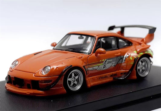 1:64 Porsche 911 RWB 993 Orange SW DIECAST LowTail Model