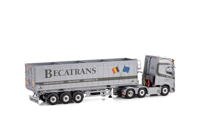 WSI VOLVO FH5 GLOBETROTTER XL 6X2 TWINSTEER VOLUME TIPPER TRAILER - 3 AXLE BECATRANS BV 1:50  Truck Pre-built Model