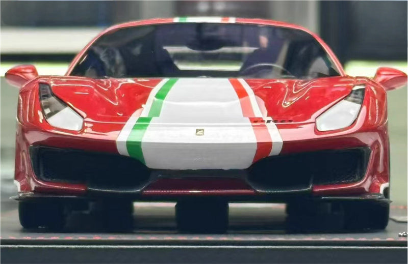 BBR MODELS Ferrari 488 pista Rosso Corsa 322 met Leather base Limited Edition 18PCS ONLY 1:18 Car Pre-built Model view6