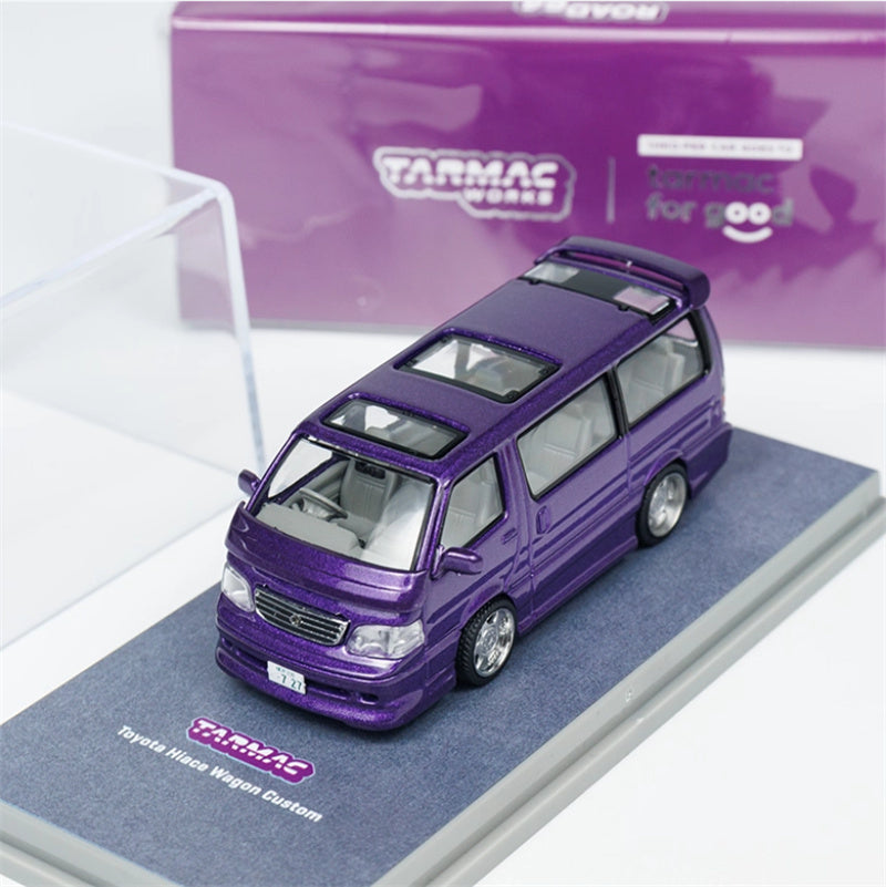 Tarmac Works Toyota Hiace Wagon Custom Purple 1:64 Car Pre-built Model view8