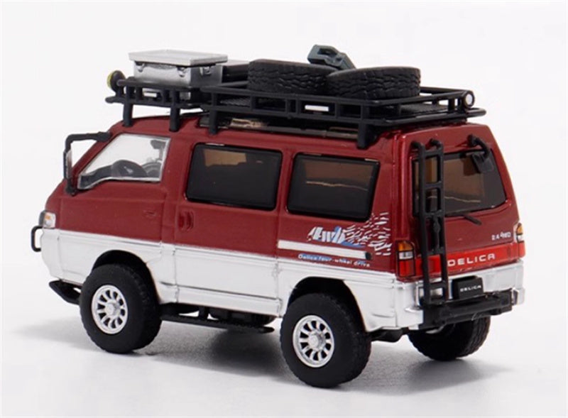 Autobots Models Mitsubishi Delica 3rd Generation Wagon 4X4 Off Road Modified Edition Original red silver 1:64 Car Pre-built Model view6