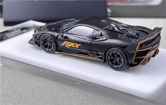 HKM Premium Mansory modified version Ferrari SF90 F9XX supercar Black hardtop Limited Edition 1:64 Car Pre-built Airliner Model Display view2