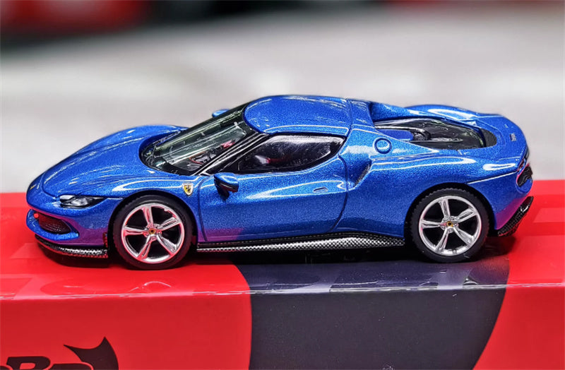 BBR MODELS Ferrari 296 GTB Blue Corsa 1:64 Car Pre-built Model view3