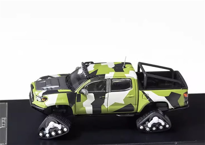 GCD Toyota Tacoma Snow Edition with tank track Green Camo LHD 1:64 Truck Pre-built Model view7