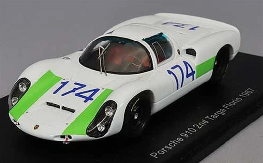 Spark Porsche 910 2nd #174 Targa Florio 1967 WHITE GREEN 1:43 Car Pre-built Model view1