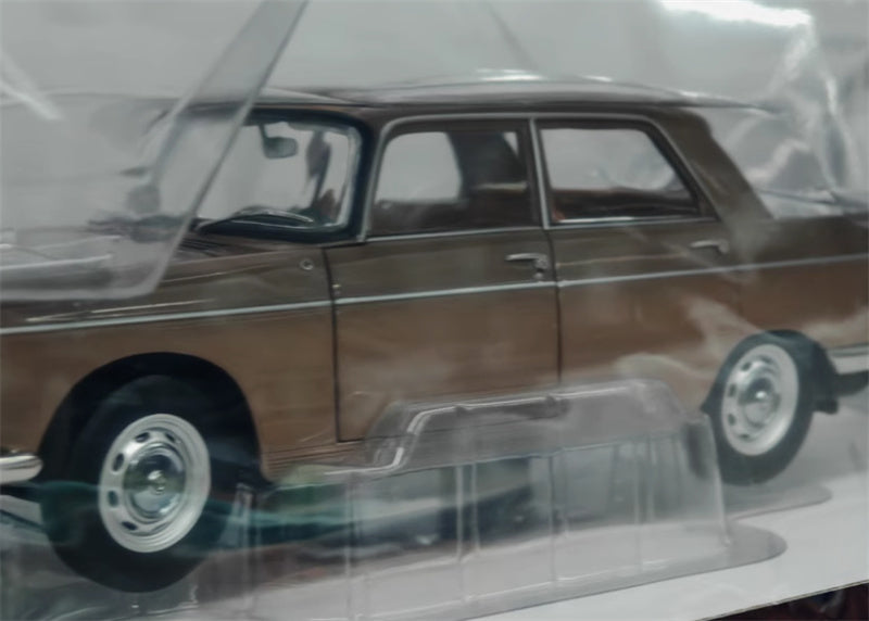 NOREV Peugeot 404 1965 brown Car with White camping trailer 1:18 Car Pre-built Model view5