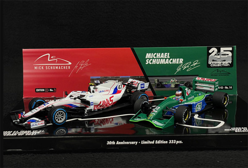 1:43 MINICHAMPS Dual car set HAAS VF-21 jordan ford 191 30th Anniv. LTD 333PCS view1