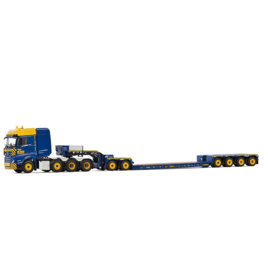 WSI MB ACTROS MP4 SLT BIG SPACE 8X4 LOW LOADER EURO-4 AXLE DOLLY-2 AXLE KRAANVERHUUR DE GIER BV 1/50 DIECAST Truck