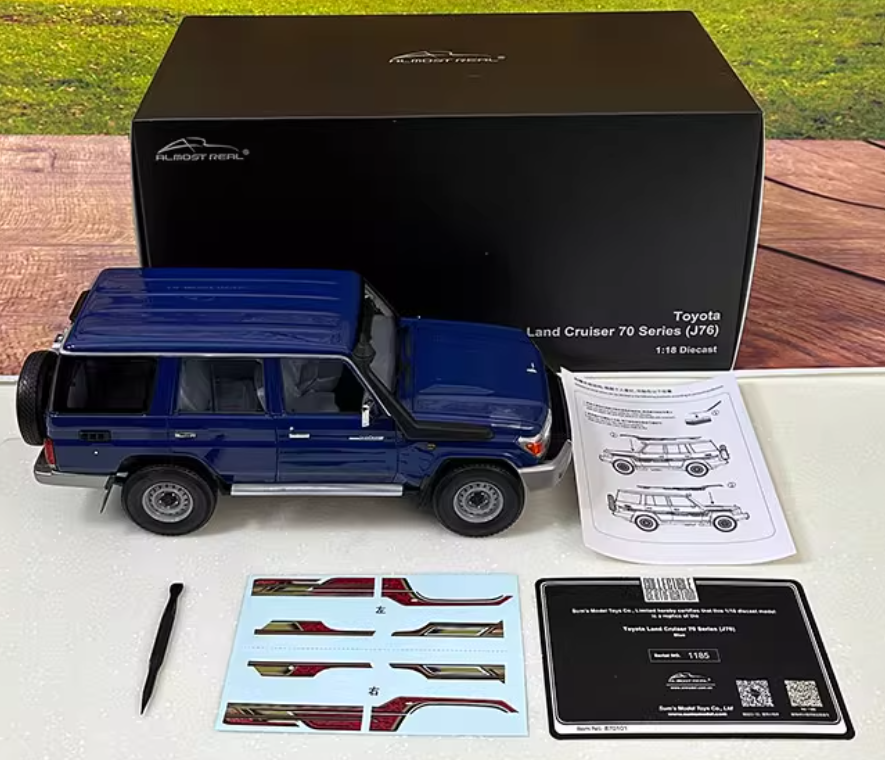 Almost Real Toyota LC76 Land Cruiser Blue 1:18 Car Pre-built Model view4