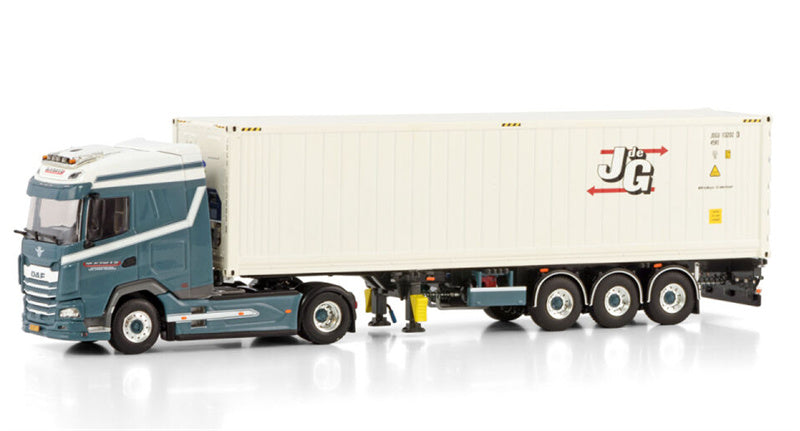 WSI  DAF XG 4X2 CONTAINER TRAILER - 3 AXLE + 40FT REEFER CONTAINER Joh. de Groot & Zn 1:50 Truck Pre-built Model