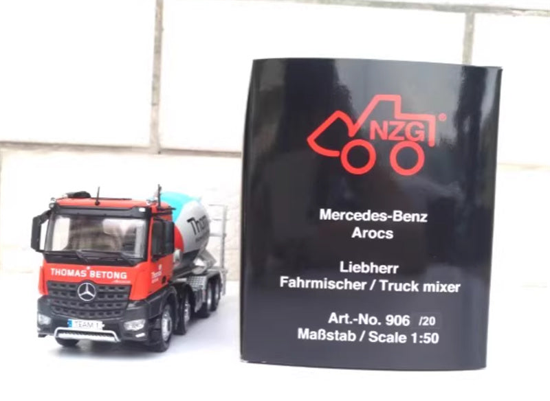 NZG AROCS 8X4 concrete mixer truck Thomas Betong 1:50 Truck Pre-built Model