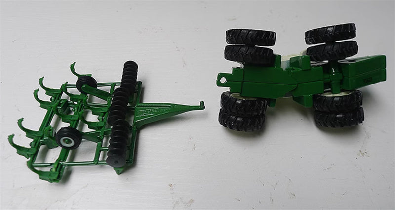 ERTL Oliver 2655 W/ Mulch Ripper 8-Wheel Twisted Waist Tractor Plow Set Emerald Green 1:64 Truck Pre-built Model