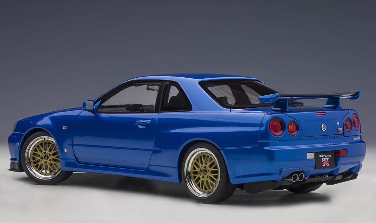 AUTOART Nissan Skyline GT-R (R34) V-Spec II with BBS LM wheels Bayside Blue 1:18car Pre-a Model