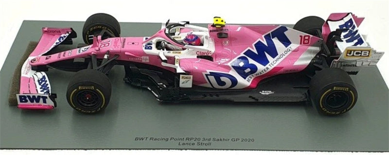 spark Sakhir GP 3rd BWT Racing Point RP20 2020 Lance JCB Claro pirelli 1:18 Car Pre-built Model view2