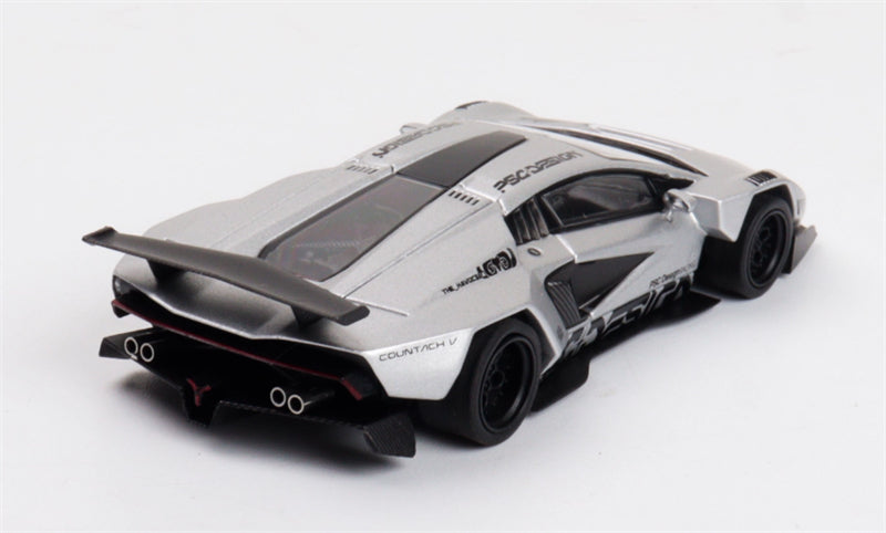 TIMEMICRO Lamborghini Countach Silver PSC Design 1:64 Car Pre-built Model view5