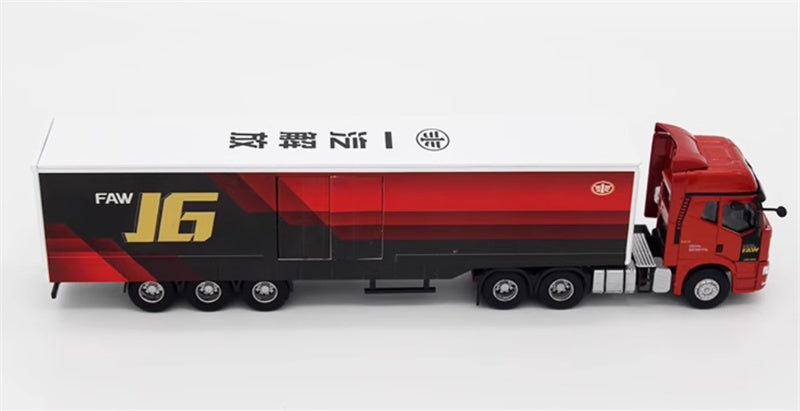 FAW Jiefang J6 container truck Flame Red 1:64 Truck Pre-built Model