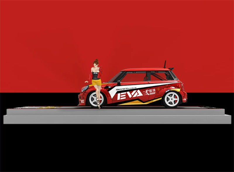 1:64 MINI Cooper red EVA Machine No.2 TIMEMICRO w/ figure Limited Edition 999PCS ONLY DIECAST Civil Car Model