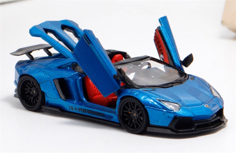 Rhino Model Lamborghini AVENTADOR LP700-4 LBWK Supercar Limited Edition 666PCS ONLY Blue 1:64 Car Pre-built Model view5