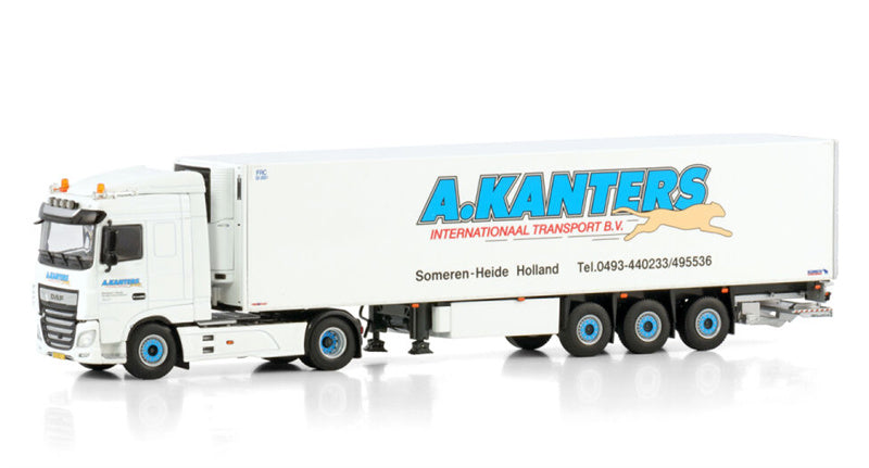 WSI DAF XF SPACE CAB MY2017 4X2 REEFER TRAILER - 3 AXLE A. Kanters Transport 1:50 Truck Pre-built Model
