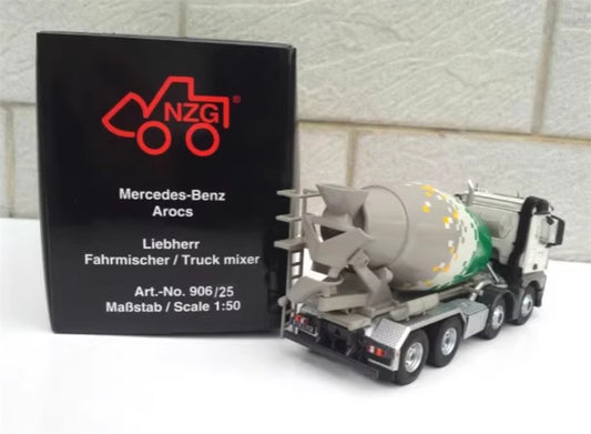 NZG AROCS 8X4 concrete mixer truck green white 1:50 Truck Pre-built Model