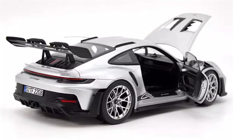 NOREV 2022 Porsche 911 GT3 RS GT Coupe Silver Silver top cover 1:18 Car Pre-built Model view5