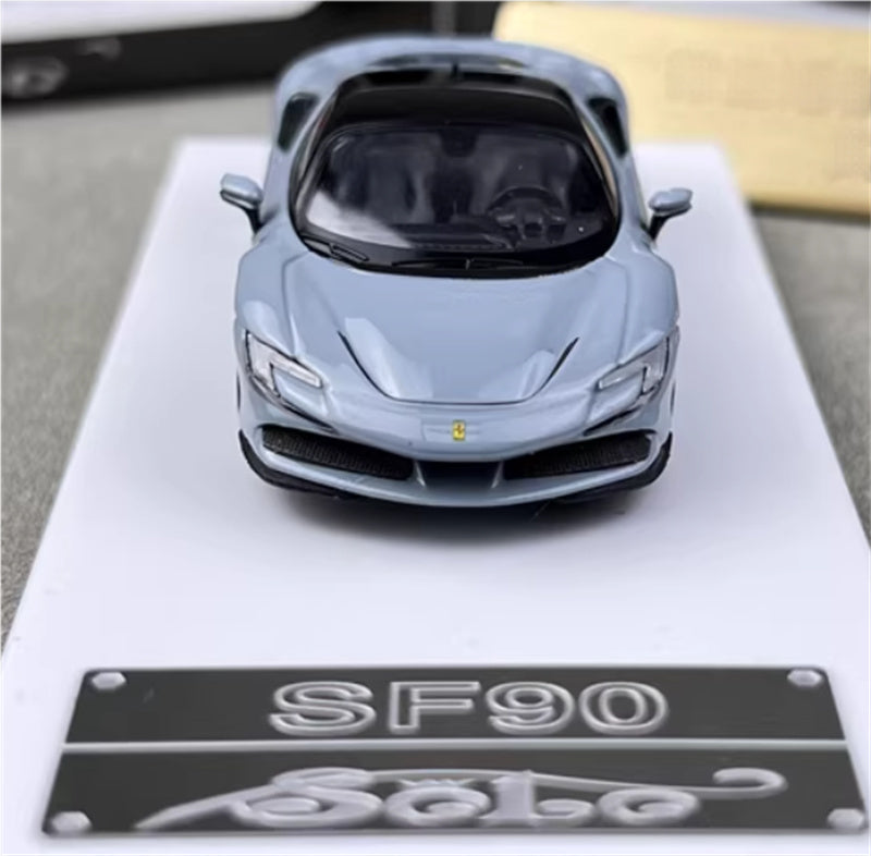 Solo Model Ferrari SF90 supercar Grey hardtop 1:64 Car Pre-built Airliner Model Display view6