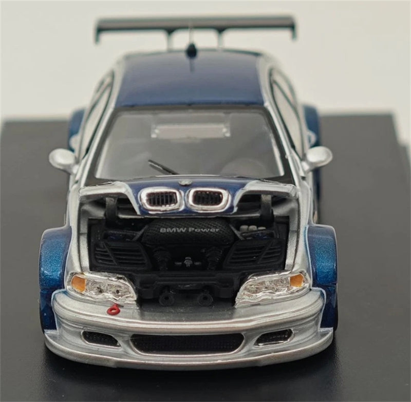 1:64 BMW M3 E46 GTR Silver with Blue Stripes MJ Model DIECAST Model
