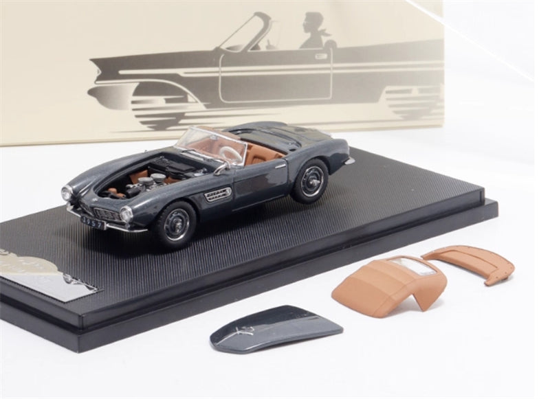 GFCC BMW 507 Roadster Retro Car 1957 Grey Convertible Softtop 1:64 car Pre-built Model view8