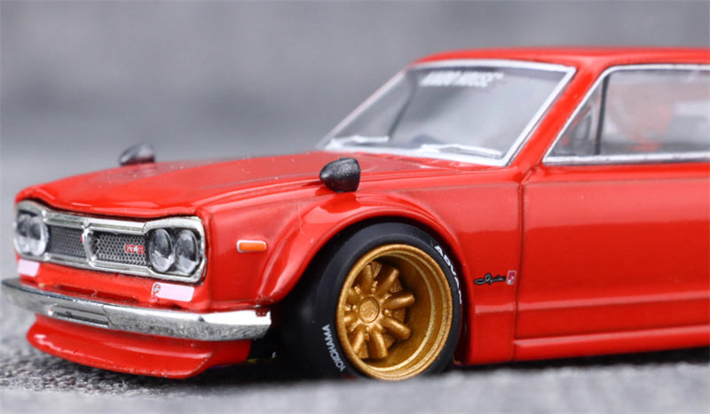 KaidoHouse x MiniGT Nissan Skyline 2000GT-R KPGC10 Kaido Street V1 red color box packaging 1:64 Car Pre-built Model view7