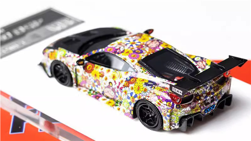 Flame Ferrari 458 GT LBWK wide body modified car Limited Edition 299PCS ONLY Sunflower coating noctilucent 1:64 Car Pre-built Model view3