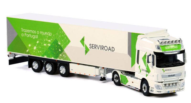 WSI DAF XF SUPER SPACE CAB 4x2 REEFER TRAILER - 3 AXLE Serviroad 1:50 Truck Pre-built Model