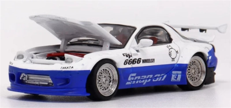 1:64 Mazda RX-7 Rocket Bunny White and Blue Master DIECAST Limited Edition 799pcs ONLY Model