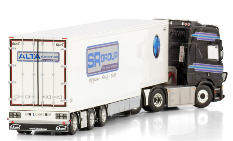 WSI SCANIA R HIGHLINE CR20H 6X2 TAG AXLE SEMI BOX TRAILER - 3 AXLE Alta Logistics / SR Logistics 1:50 DIECAST Truck Lorry