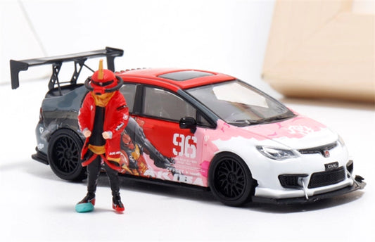 COOL.CAR Honda Civic FD2 explosive redesign mecha livery Red w/ Figure Version Limited Edition 500PCS ONLY 1:64 Car Pre-built Model view2